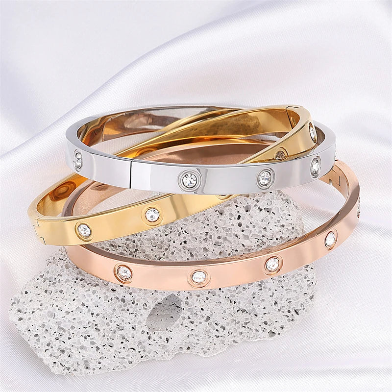 Beautiful Lovers Stainless Steel Bangles - Fashion Jewelry Gift for Women