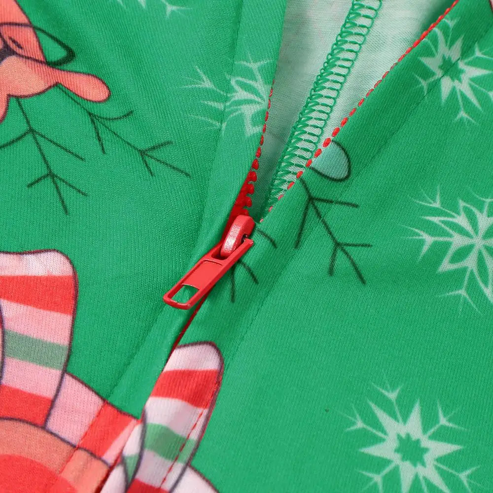 Christmas Moose Print Family Matching Pajamas - Cozy Hooded Jumpsuits for the Whole Family