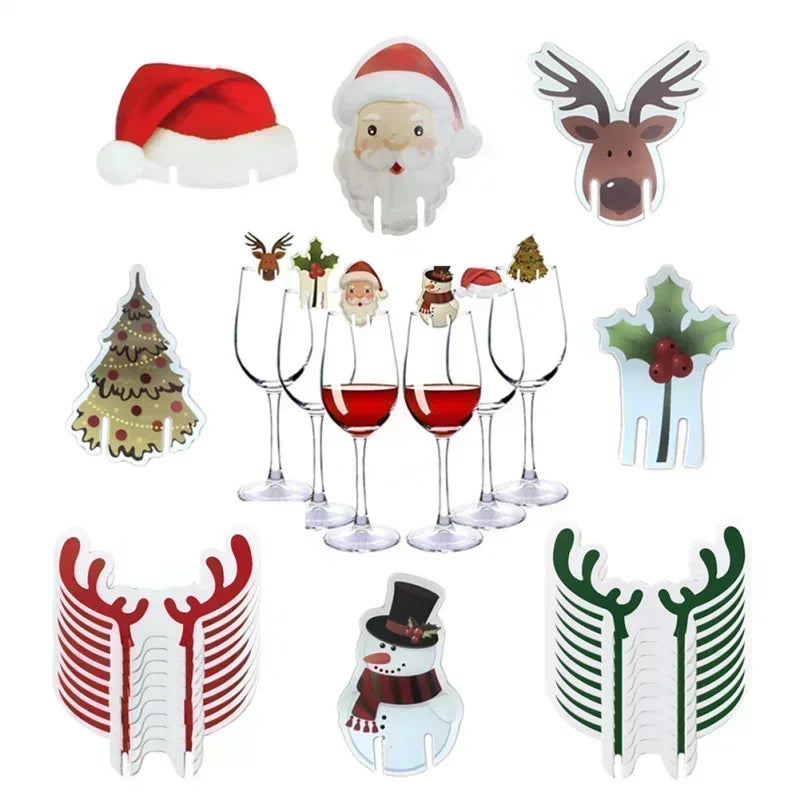 Festive Santa Hat Wine Glass Decor - Perfect Christmas Party Ornament