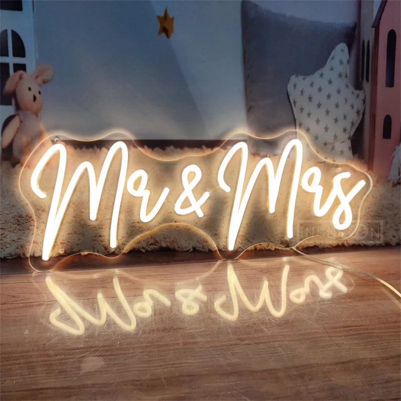 Personalised Mr & Mrs Neon LED Sign - Perfect for Weddings & Home