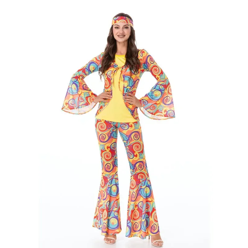 Sexy Couple Retro 60s & 70s Hippie Costumes - Vintage Disco Cosplay for Halloween & Performances