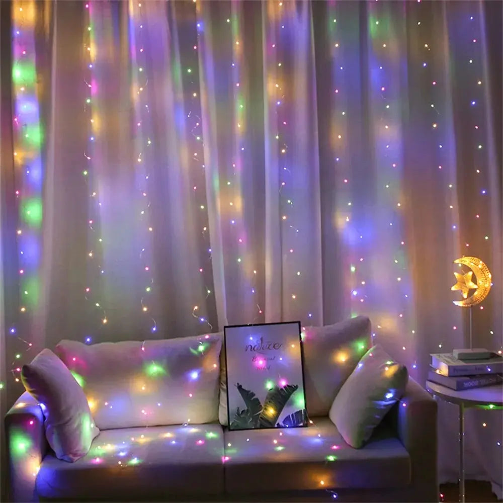 Decorative LED Garland Curtain Lights – Bedroom & Christmas Decoration