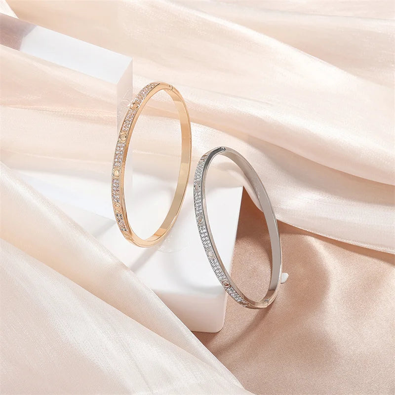 Beautiful Lovers Stainless Steel Bangles - Fashion Jewelry Gift for Women