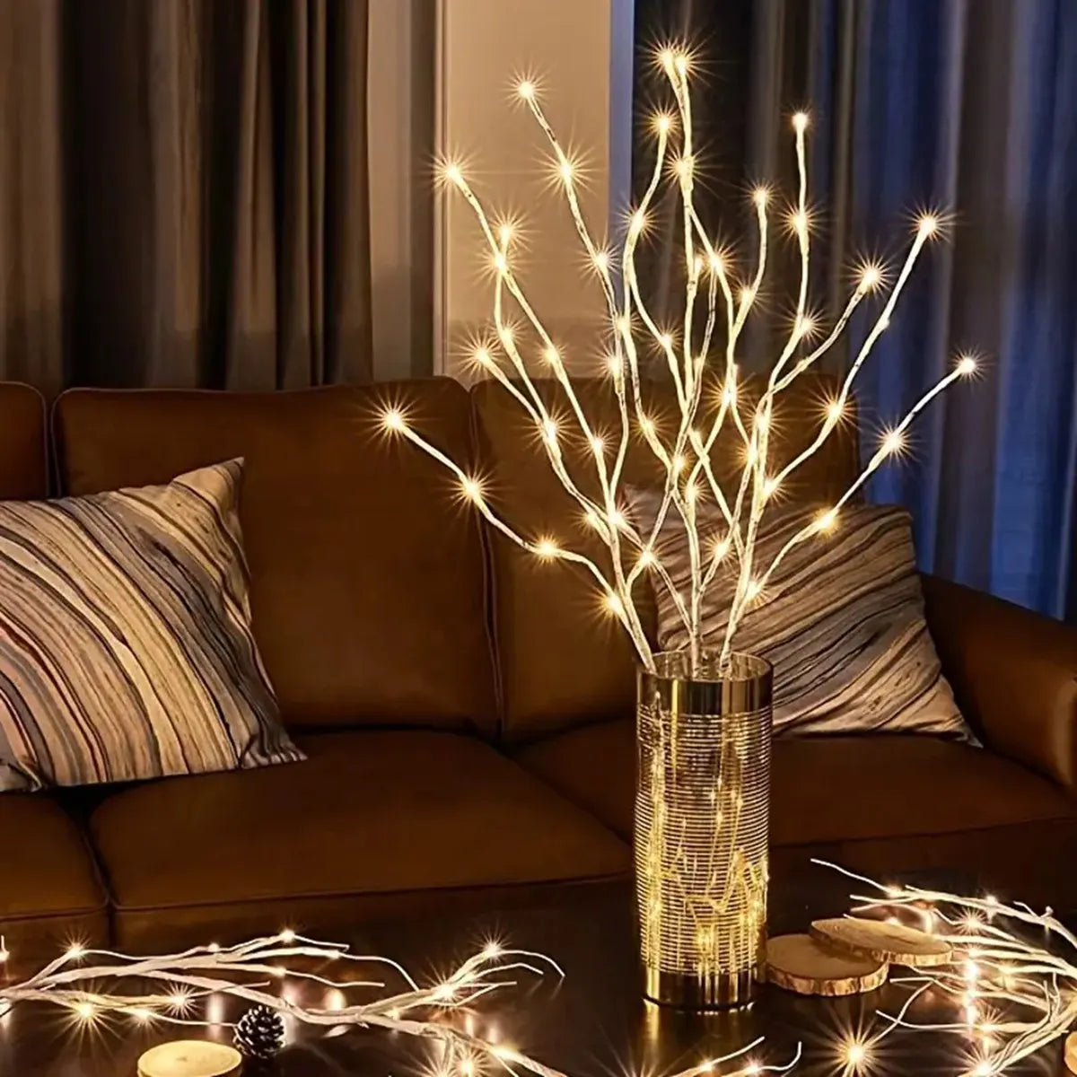 White Birch Branch Light String - Versatile LED Lights for Festive Ambiance