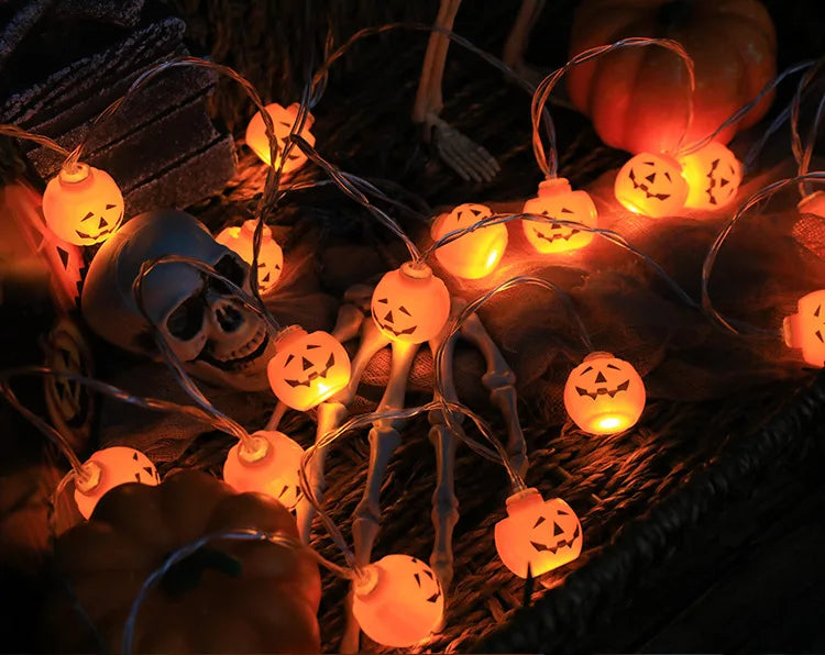 Halloween LED Light String | Pumpkin, Skull, Eyeball Shaped Lamps | Trick or Treat Lanterns