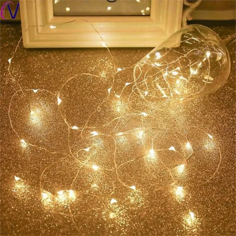 Decorative USB LED String Lights – 5M Silver Wire for Holiday and Party Decor