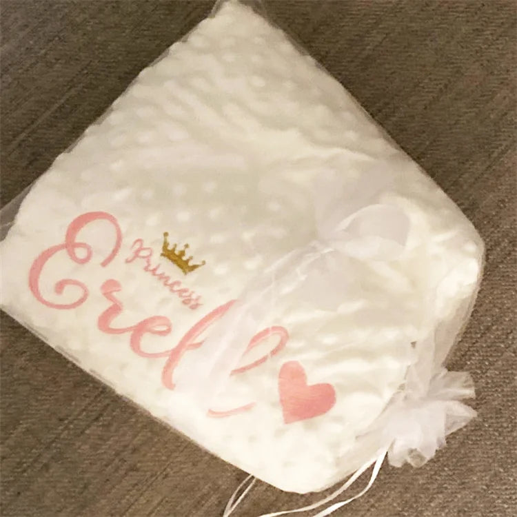 Personalized Name Baby Blanket - Soft Bubbled Fleece for Crib & Stroller