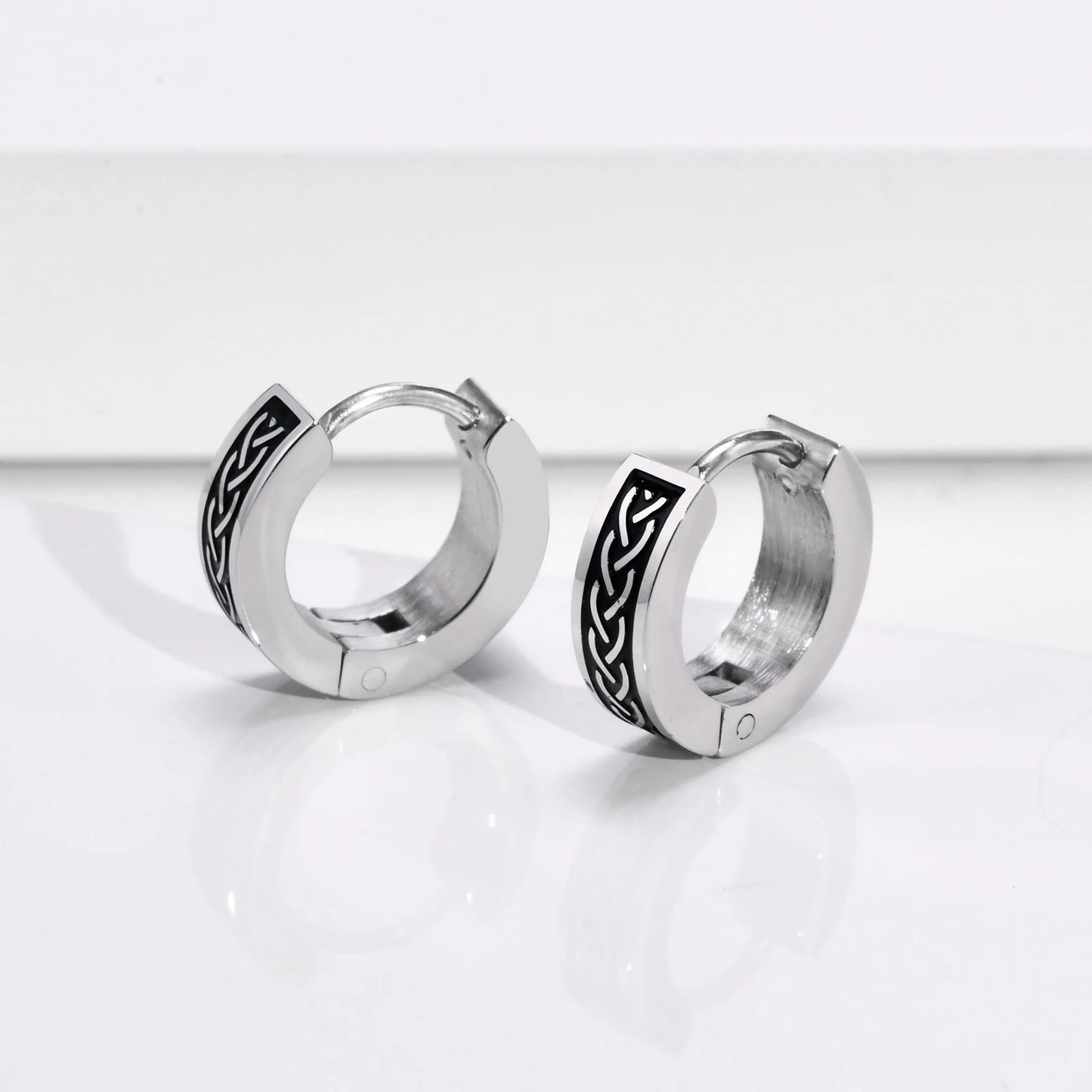 Celtic Knot Stainless Steel Huggie Earrings | Trendy Jewelry for Men