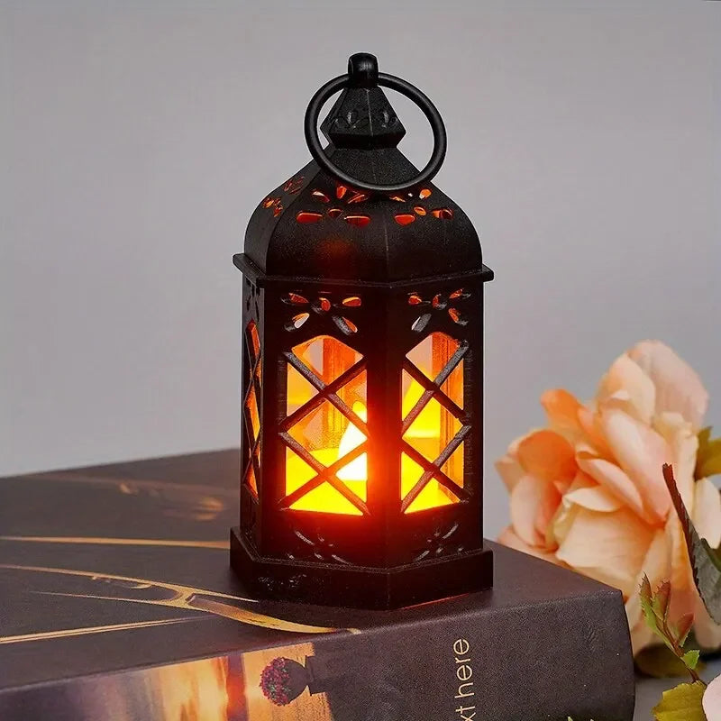 Vintage LED Candle Lamp - Hexagonal Wind Lamp for Ambient Lighting