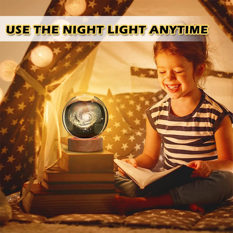 Crystal Ball Night Light - LED Galaxy Projector for Relaxing Atmosphere