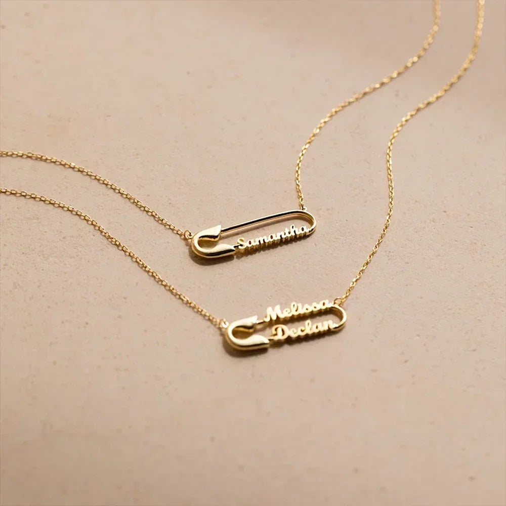 Personalized Double Name Necklace - Paper Clip Chain for Women & Men