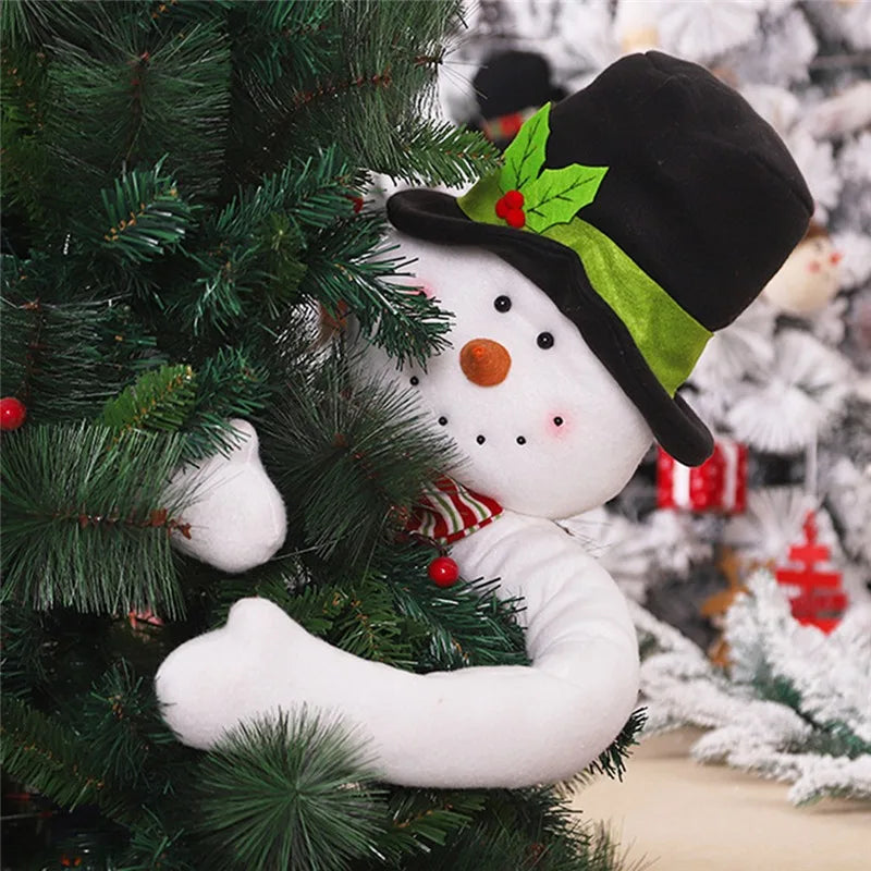 Festive Santa Claus & Snowman Tree Huggers - Christmas Decor