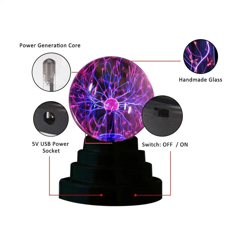 Colorful Plasma Ball Lamp - Engaging Touch Sensitive Night Light for Kids