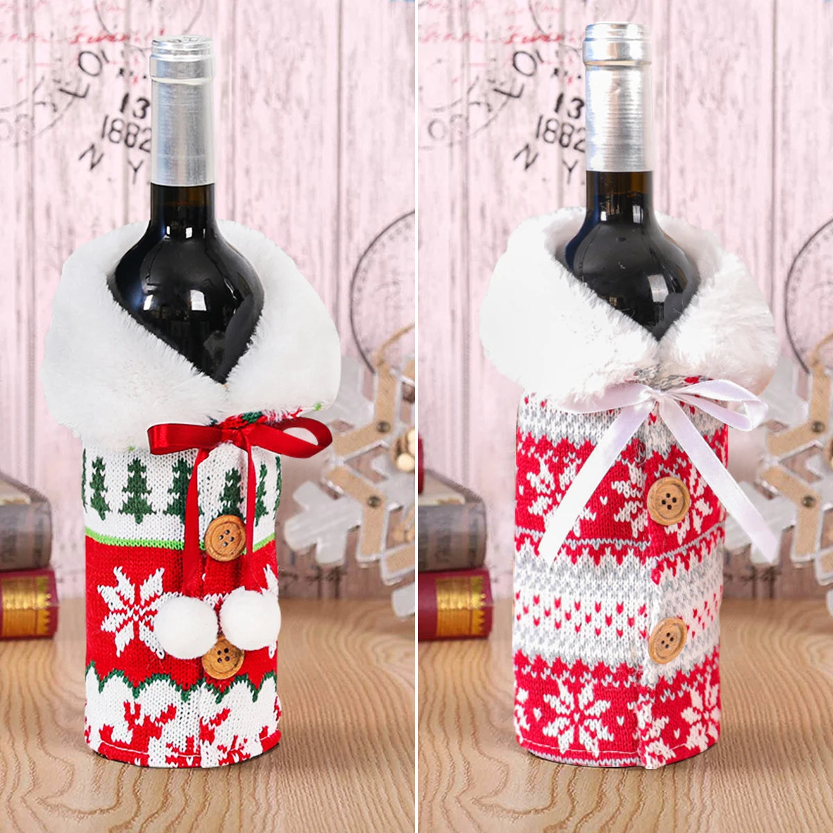 Merry Christmas Wine Bottle Cover - Perfect Holiday Gift Decoration