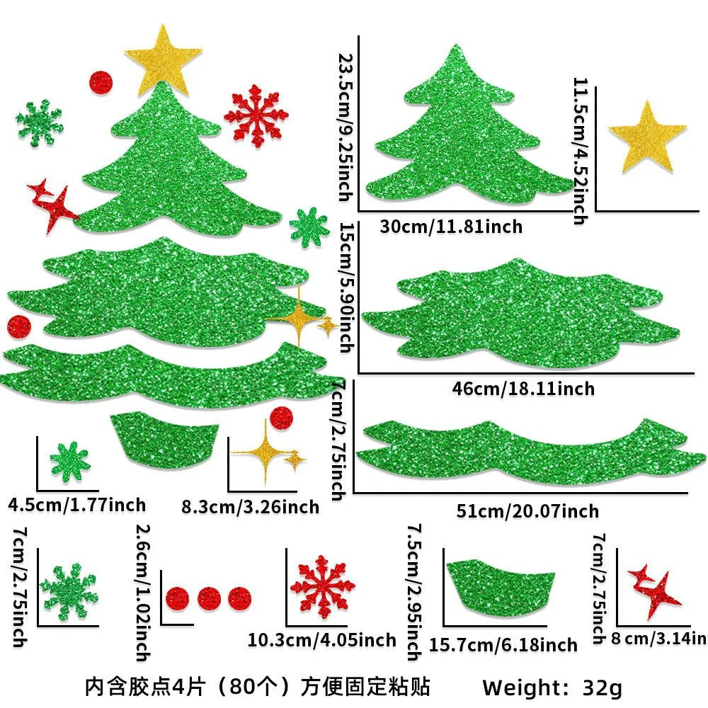 Merry Christmas Felt Window Stickers - Snowman, Santa, & Elk Decor