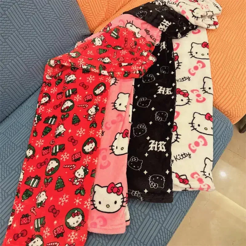 Hello Kitty Fleece Pajama Pants for Women – Thicken Anime Trousers, Ideal for Gifting