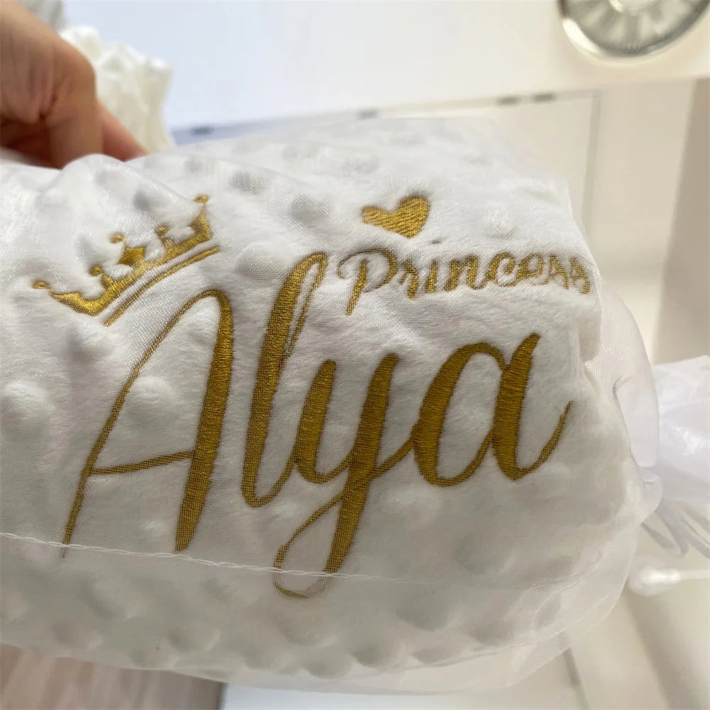 Personalized Name Baby Blanket - Soft Bubbled Fleece for Crib & Stroller