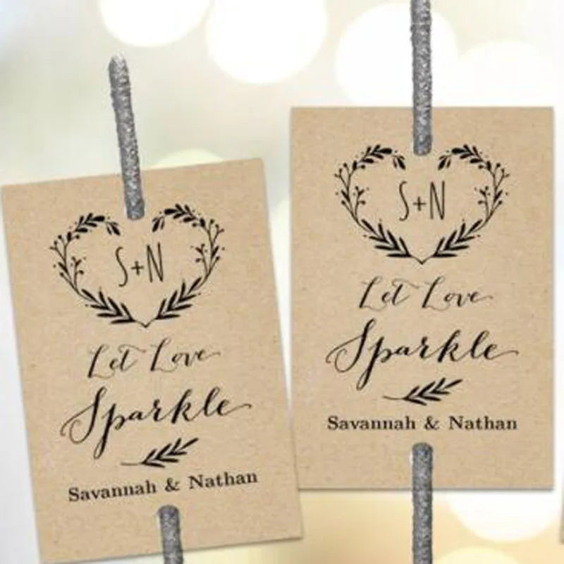 Personalised Wedding Sparkler Tags - 100PCS Glow Stick Labels