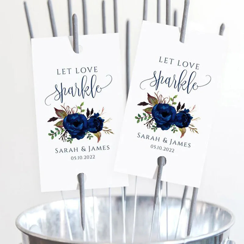 Personalised Wedding Sparkler Tags - 100PCS Glow Stick Labels